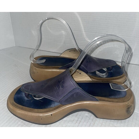 Dansko Sandals Womens US 8  Slide Blue Leather Slip On Wedge Flip Flop EU 38 - Picture 9 of 16